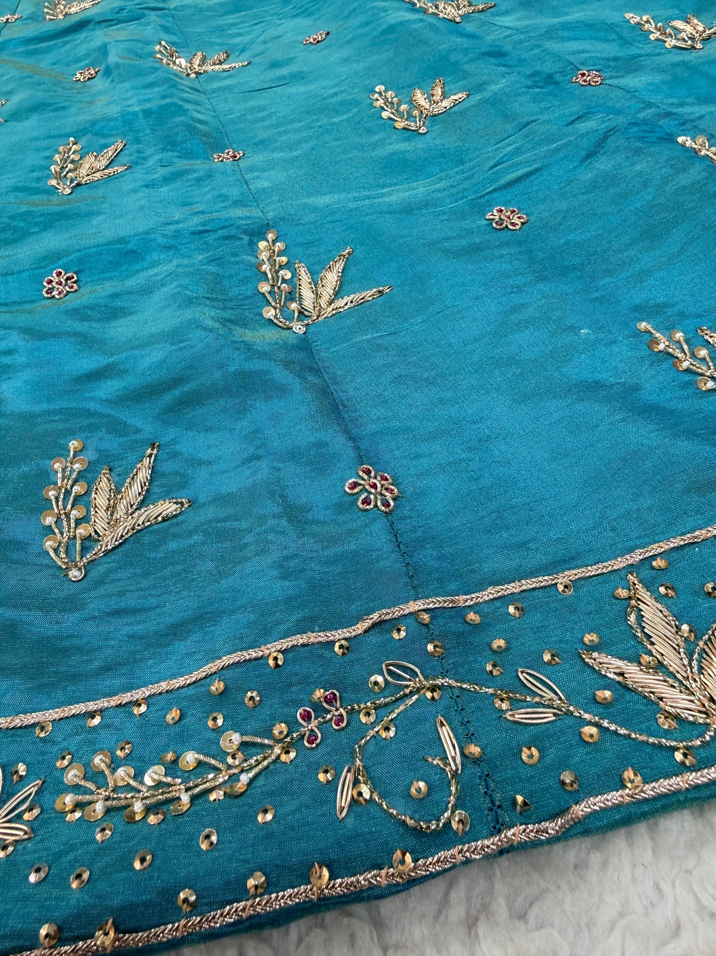 Peacock Blue zardozi poshak