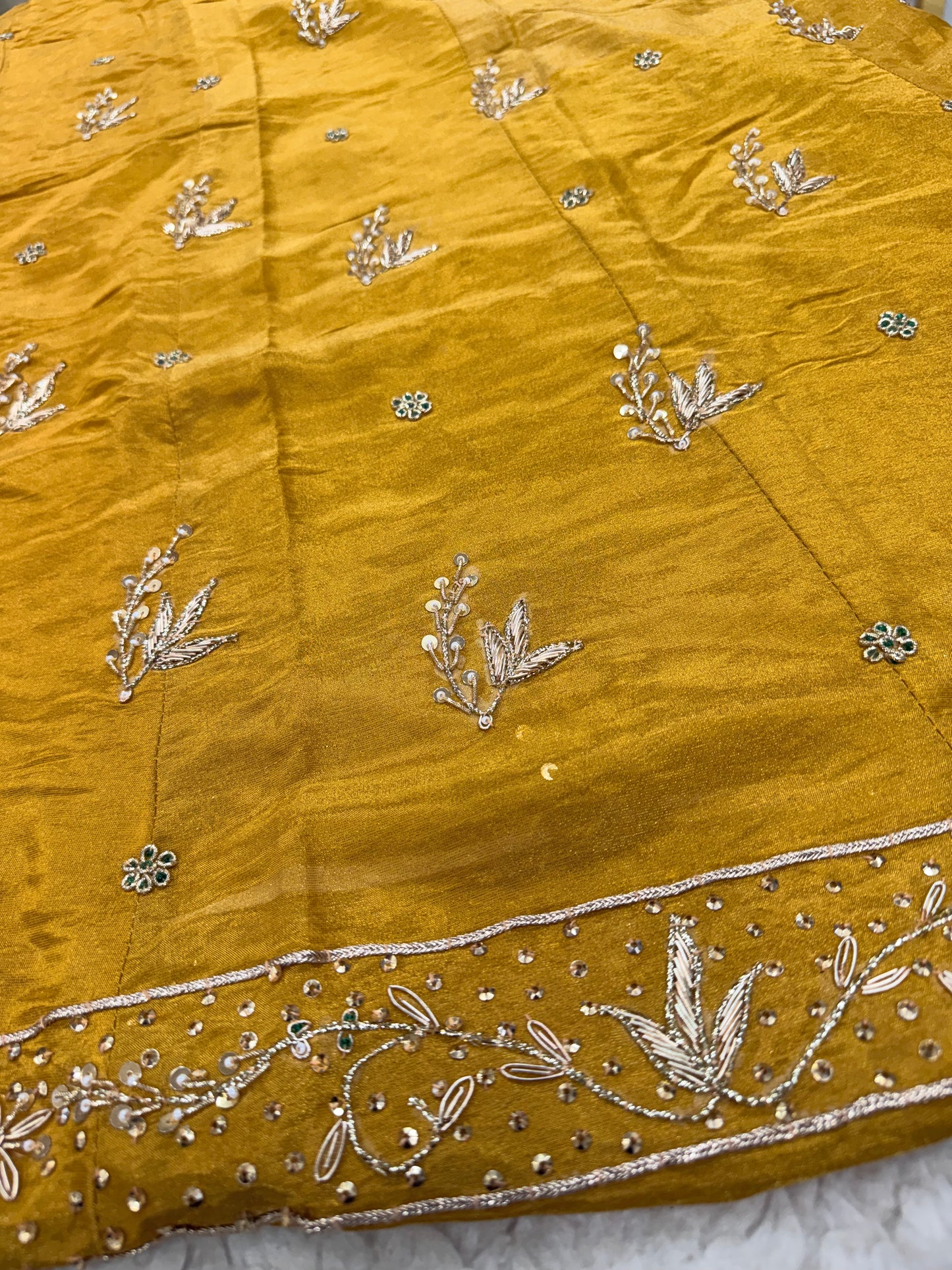 Mustard Yellow zardozi poshak