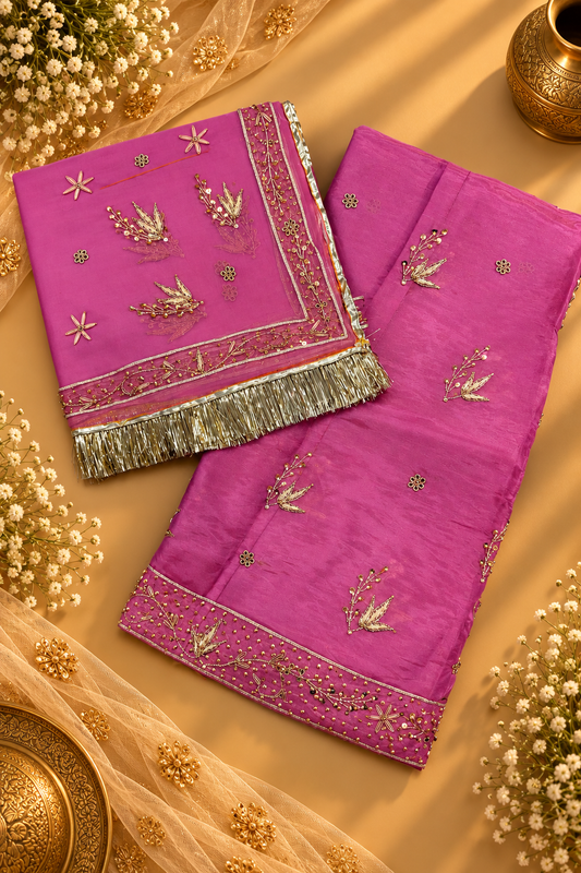 Baby pink zardozi poshak