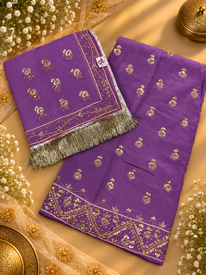 Payaji zardozi natural crep poshak