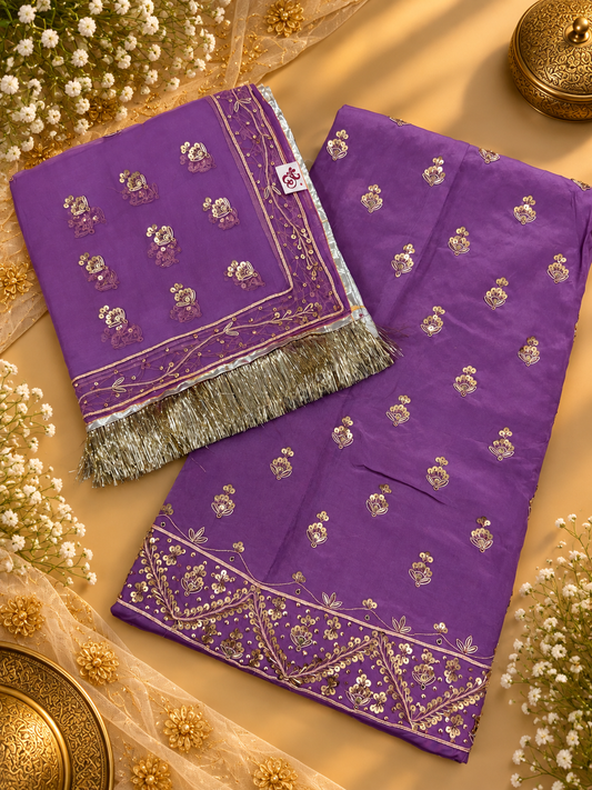 Payaji zardozi natural crep poshak