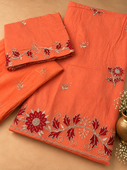 Peachy Orange Cotton hamrahi poshak
