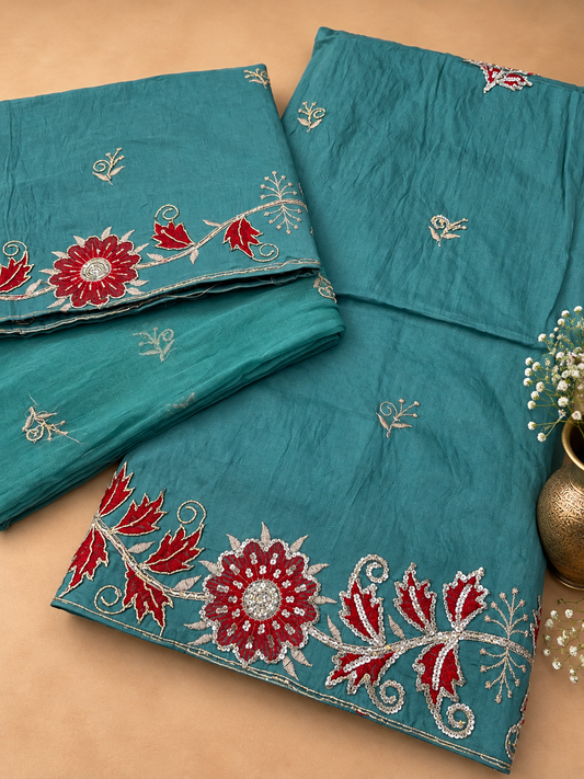 Deep Teal Cotton hamrahi poshak