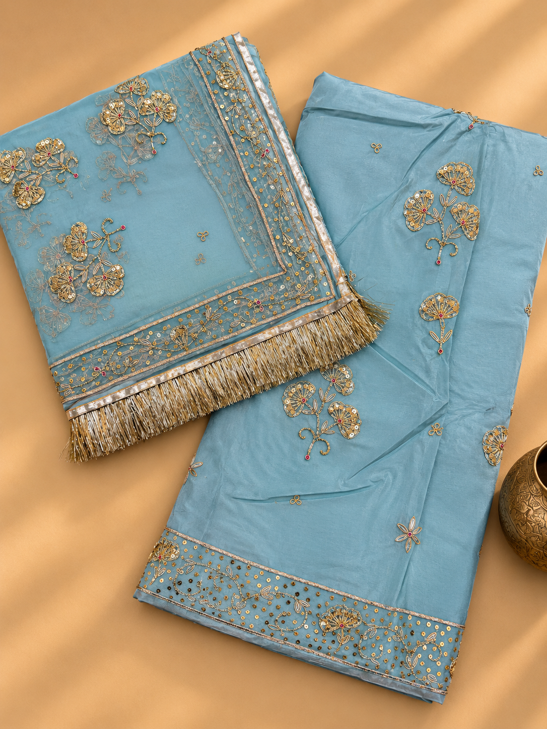 Muted Blue natural zardozi poshak