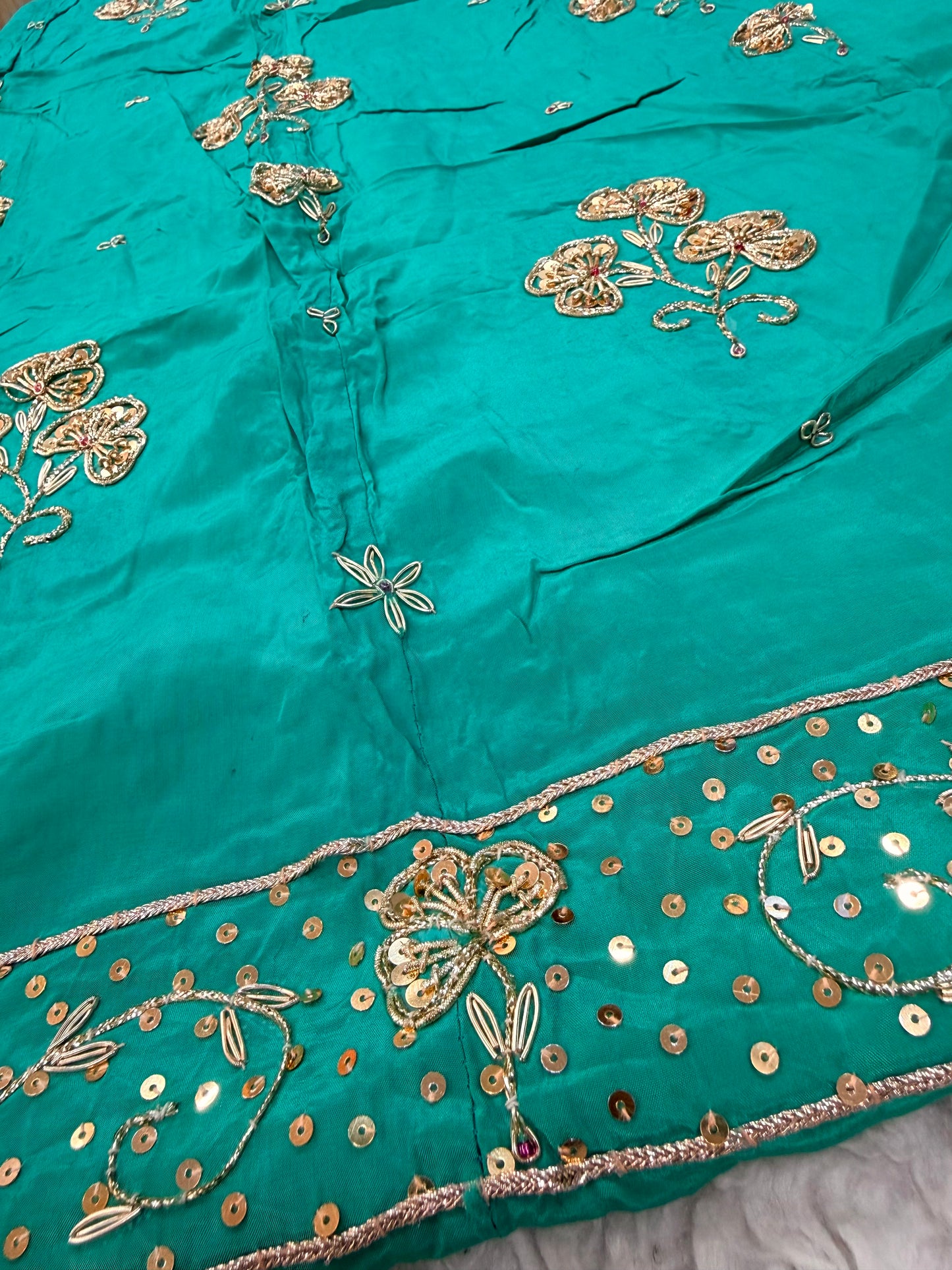Rama green natural zardozi poshak