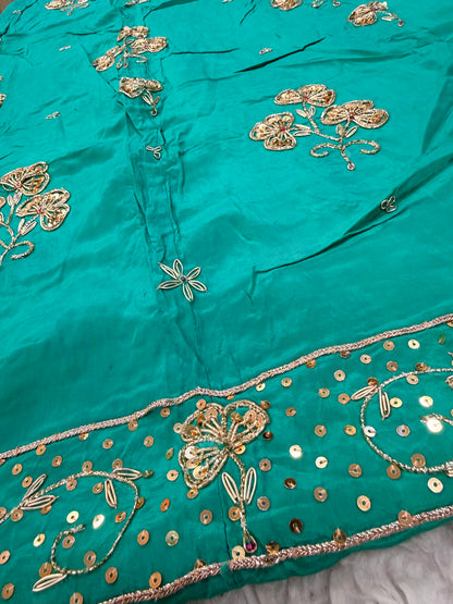 Rama green natural zardozi poshak