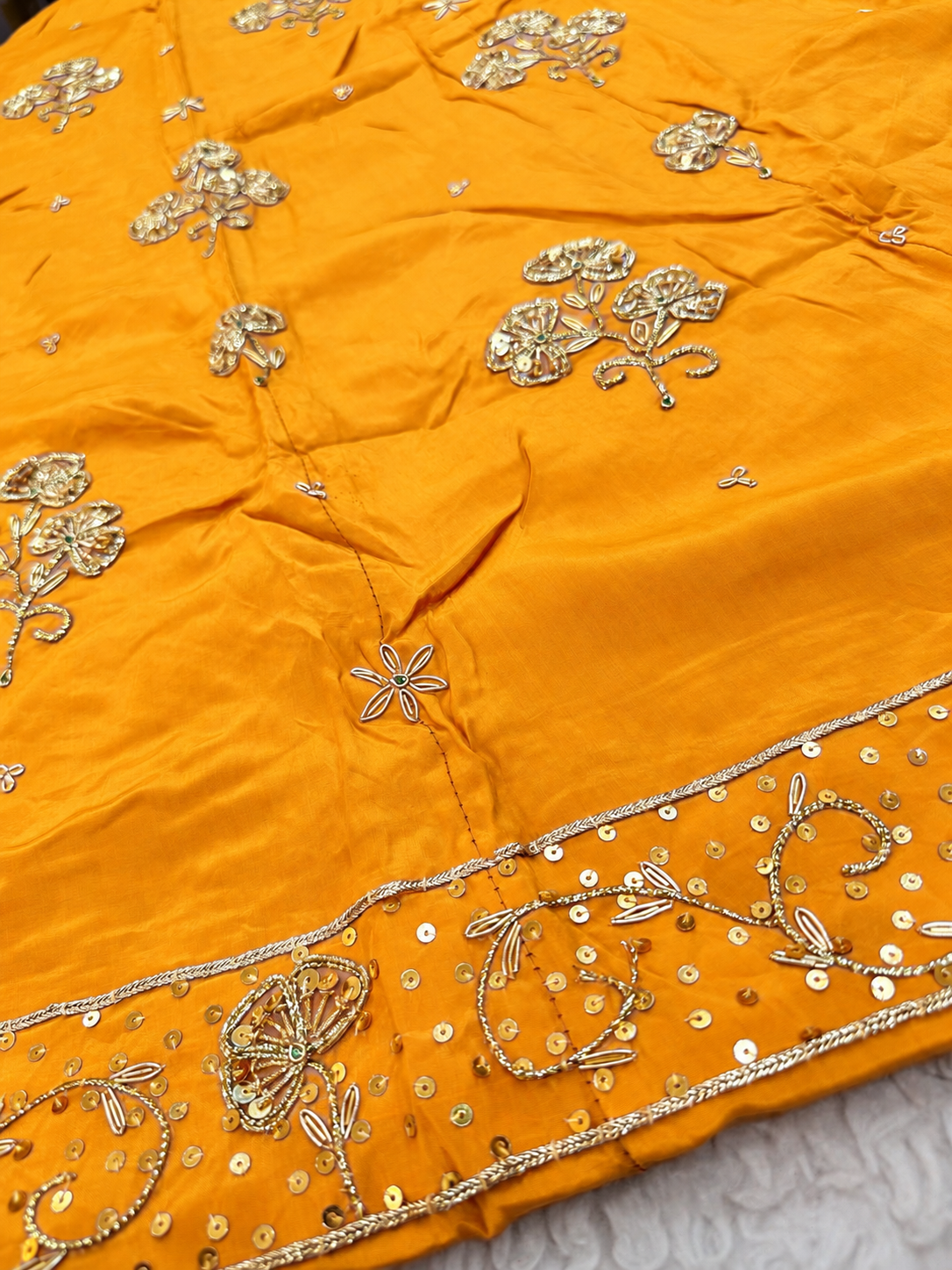 Yellow natural zardozi poshak